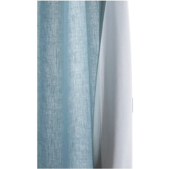 Quince European Linen Curtain Light Filtering 48X84 Light Blue #84 - Picture 3 of 3